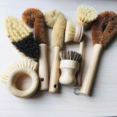 House use all nature wooden bamboo handle bottle brush bowl vegetable fruits washing kitchen potato pan dish brushes