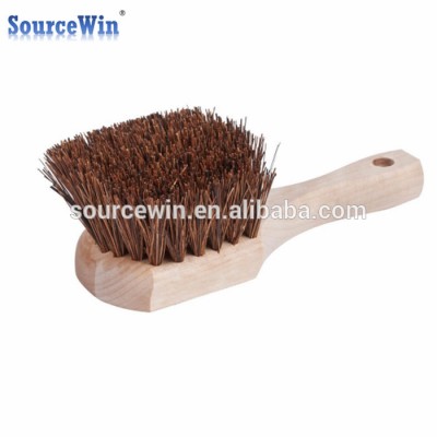 Custom Vegetable Fiber 8" Wooden Palmyra Tough Pot Scrubs Cleaning Brush