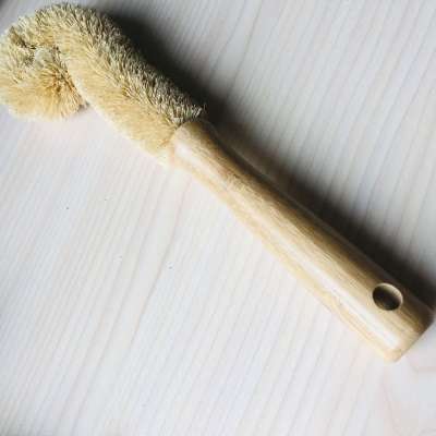 free plastic natural bottle brush with sisal bristles with bamboo handle for bottle kitchen cup washing brushes